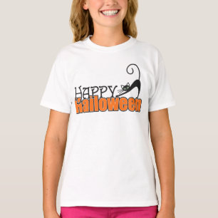 Camiseta Feliz Halloween Gato Preto Personalizado