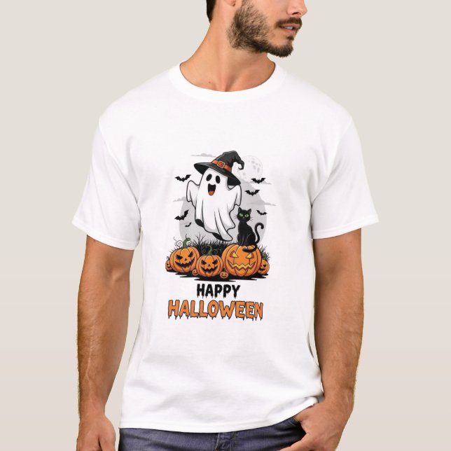 Camiseta Feliz Halloween Ghost (Frente)