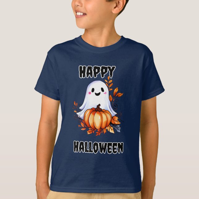 Camiseta Feliz Halloween Ghost (Frente)