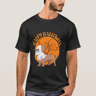 Camiseta Feliz Halloween Ghost Dachshund Lover
