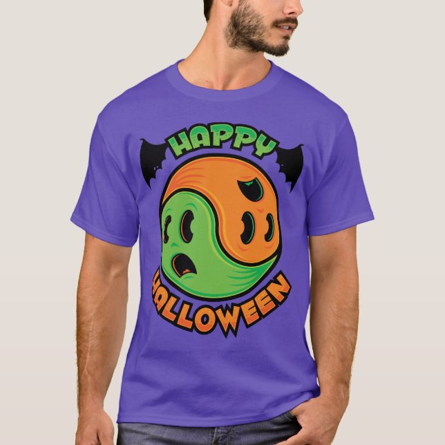 Camiseta Feliz Halloween Ghost Yin-Yang (Frente)