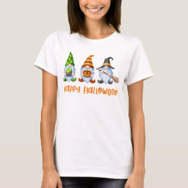 Camiseta Feliz Halloween Gnomos de Cores de Água