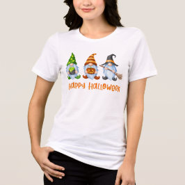 Camiseta Feliz Halloween Gnomos de Cores de Água