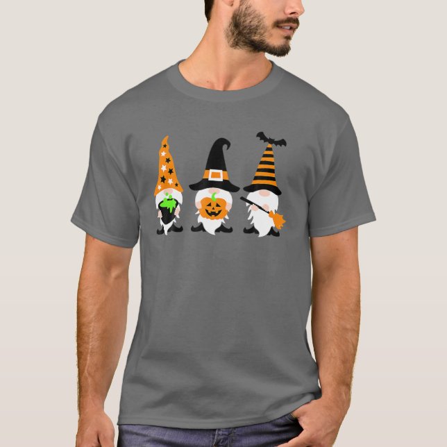 Camiseta Feliz Halloween Gnomos Engraçado Pumpkin Halloween (Frente)
