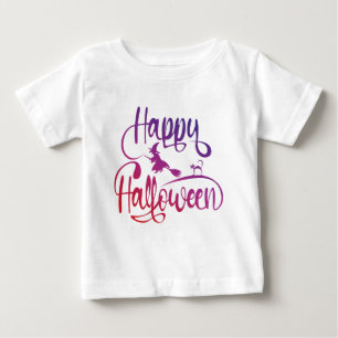 Camiseta Feliz Halloween gradient voando feiticeiro