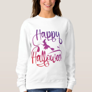 Camiseta Feliz Halloween gradient voando feiticeiro
