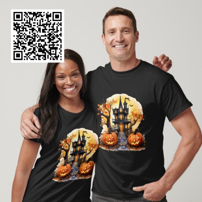 Camiseta Feliz Halloween Hauneen House Yorkie Witch (Criador carregado)