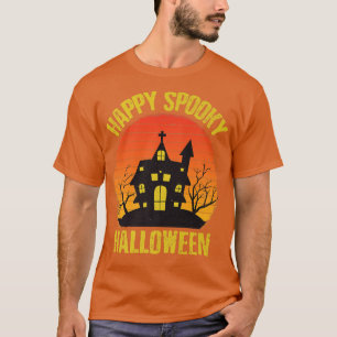 Camiseta Feliz Halloween House Assombrado Engraçado Retro V
