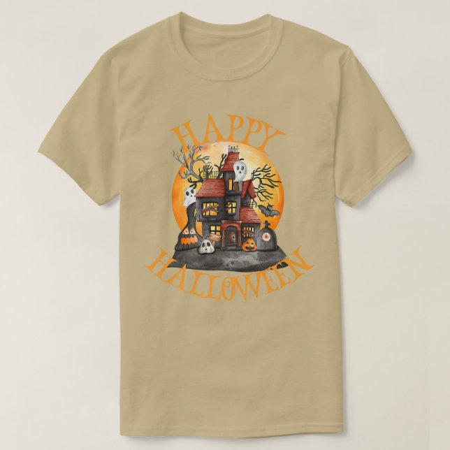 Camiseta Feliz Halloween Huneen Casa Assombrada Ghost Spoo (Frente do Design)