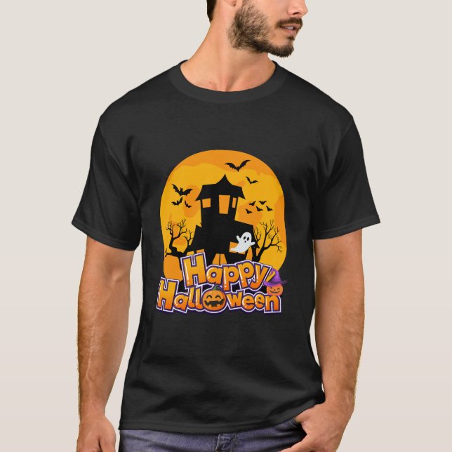 Camiseta Feliz Halloween Huneen House Moon (Frente)