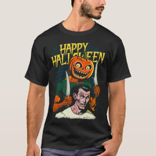 Camiseta Feliz Halloween Jack-O-Lanterna Pronta Para Esculp