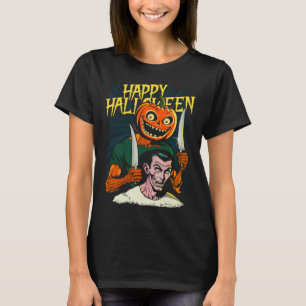 Camiseta Feliz Halloween Jack-O-Lanterna Pronta Para Esculp