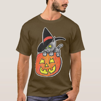 Camiseta Feliz Halloween Jack O'Lantern Black Kitty Witty