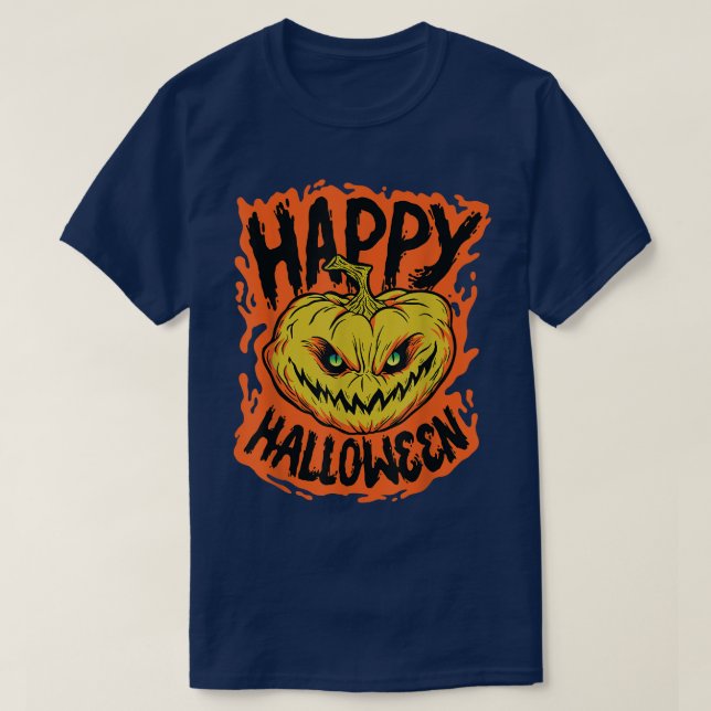 Camiseta Feliz Halloween JackoLanterna Pumpkin Abaixo (Frente do Design)