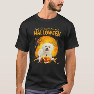 Camiseta Feliz Halloween Maltês Cachorro Pumpkin Obrigado
