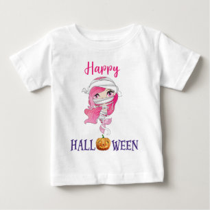 Camiseta Feliz Halloween Menina Bebê Sereia camise