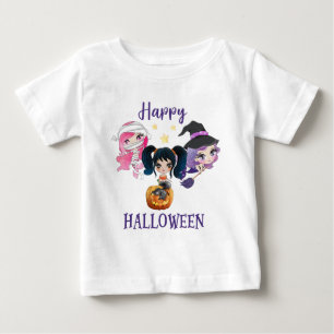 Camiseta Feliz Halloween Menina Bebê Sereia camise