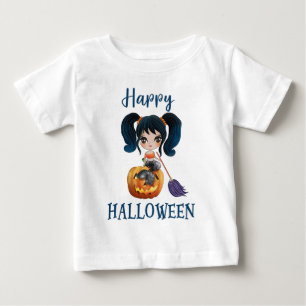 Camiseta Feliz Halloween Menina Bebê Sereia camise
