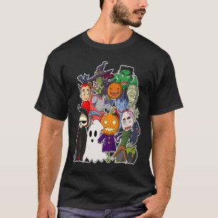 Camiseta Feliz Halloween Monstros Assustadores Saindo