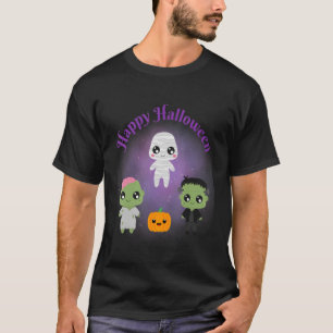 Camiseta Feliz Halloween Monstros Mummy Frankenstein Zombie