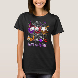 Camiseta Feliz Halloween Mulheres Homens Vinho de Halloween