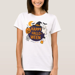 Camiseta Feliz Halloween Noite Assustadora . Abóbora Divert