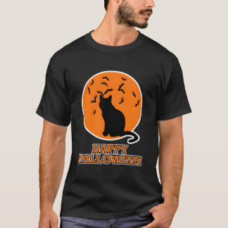 Camiseta Feliz Halloween Para Gato Preto Halloween
