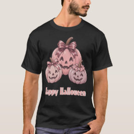 Camiseta Feliz Halloween Pinkoween Trio de Abóboras Vintage