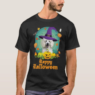 Camiseta Feliz Halloween Poodle Dog Pumpkin Witch Ghost Cut