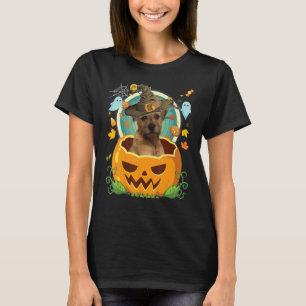 Camiseta Feliz Halloween Pumpkin Border Terrier Dog Witch C