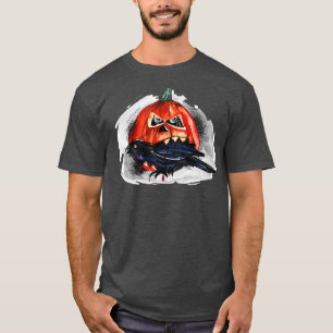 Camiseta Feliz Halloween Pumpkin Comendo Raven