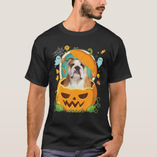 Camiseta Feliz Halloween Pumpkin English Bulldog Dog Witch