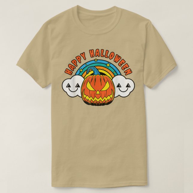 Camiseta Feliz Halloween Pumpkin Preguiçoso Costume Bonito  (Frente do Design)