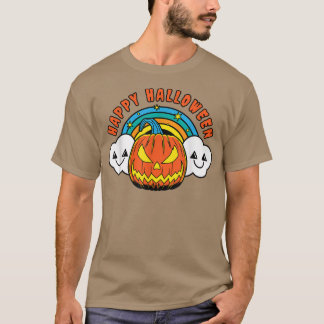 Camiseta Feliz Halloween Pumpkin Preguiçoso Costume Bonito 