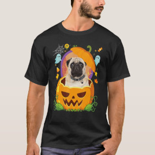 Camiseta Feliz Halloween Pumpkin Pug Dog Witch Cute Ho