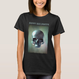 Camiseta Feliz Halloween. Renderização de caveira 3D