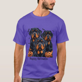 Camiseta Feliz Halloween Rottweiler Cães Jack O Lanterna