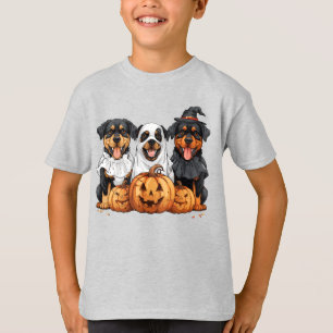 Camiseta Feliz Halloween Rottweiler Cães Jack O Lanterna