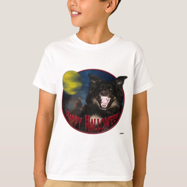 Camiseta Feliz Halloween Scary Wolf (Frente)
