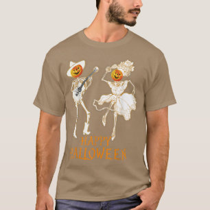 Camiseta Feliz Halloween Skeleton Pumpkin Tocando Violão 16
