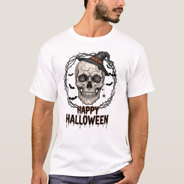 Camiseta Feliz Halloween Skull (Frente)