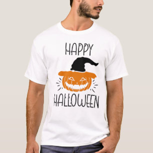 Camiseta Feliz Halloween Skulls E Pumpkin