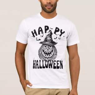 Camiseta Feliz Halloween, Spooky abóbora vestindo chapéu