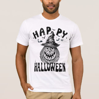 Camiseta Feliz Halloween, Spooky abóbora vestindo chapéu
