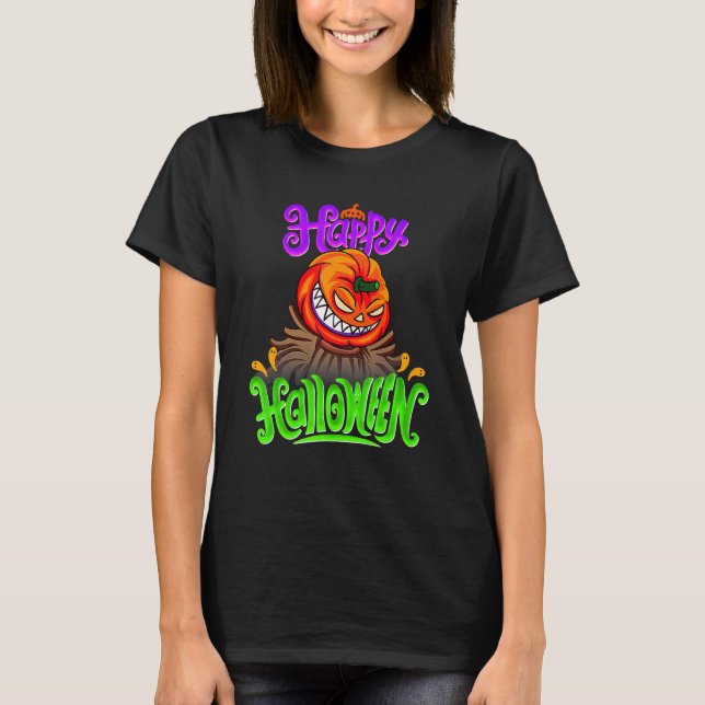 Camiseta Feliz Halloween Spooky Pumpkin Jack O Lanterna (Frente)
