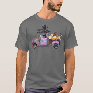 Camiseta Feliz Halloween Truck Gnomos Pumpkin Ghost Costume