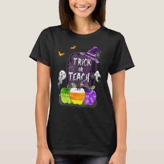 Camiseta Feliz Halloween Truque ou Ensine  Professor Escola
