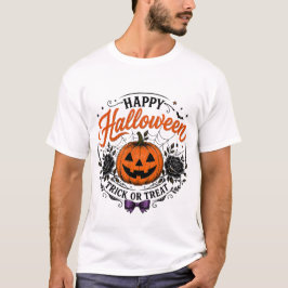 Camiseta Feliz Halloween Truque ou Tratamento