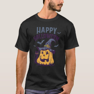 Camiseta Feliz Halloween Truque ou Tratamento Abóbora Hallo