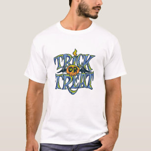 Camiseta Feliz Halloween truque ou tratamento branco